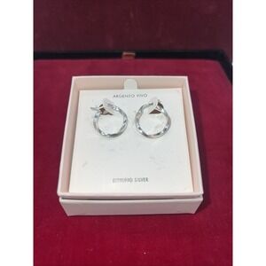 Argento Vivo Sterling Silver Hoop Earrings‎ Silver Stamp